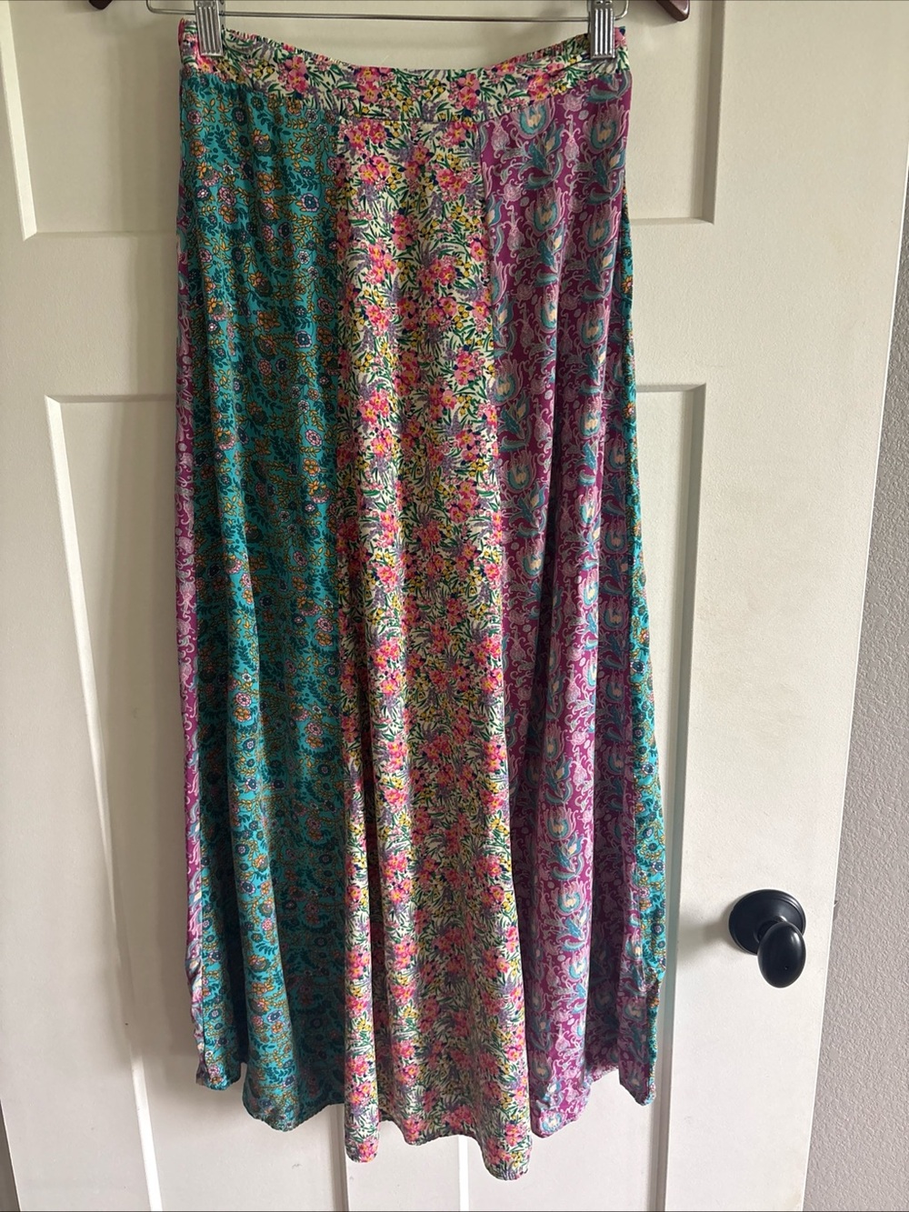 Natural Life Boho Floral Panel size XS Maxi Skirt Pink/Teal/Purple #cottagecore